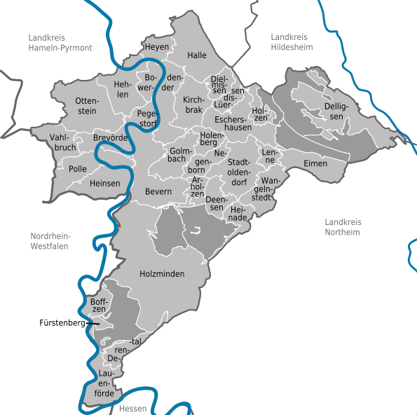 Landkreis Holzminden, Städte, Gemeinden